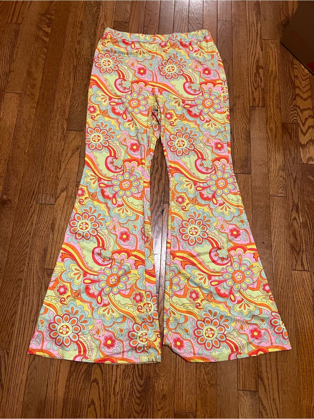 Women' Floral Bell-Bottom Pants in Yellow & Pink